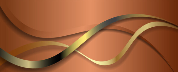 Vector gold line background curve element with white space for text and message design, overlapping layers, vector