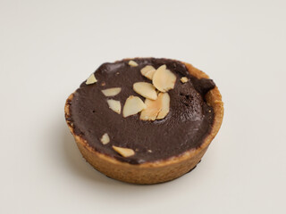 Chocolate pie on white background