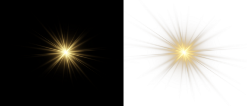PNG sunlight special lens flare light effect, golden shine glow, radiant burst, transparent PNG
