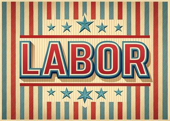 Vintage labor day celebration with american stars and stripes design