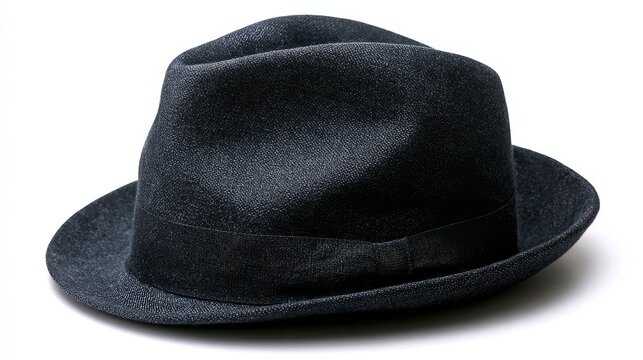 Classic black fedora hat with a textured finish, suitable for vintage fashion themes, personal style blogs, or promotional materials for clothing brands