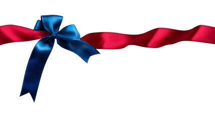 Elegant red and blue ribbon with bow for celebration decor