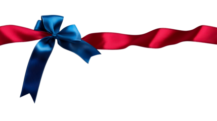 Elegant red and blue ribbon with bow for celebration decor
