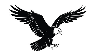 Obraz premium Majestic bald eagle soaring with wings spread wide in a powerful display of freedom and strength