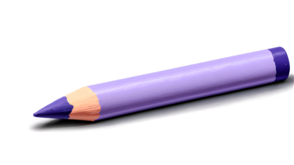 Vibrant purple colored pencil with a sharp tip ready for creative projects, inspiring design and drawing, perfect for artists PNG style