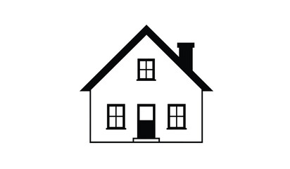 Fototapeta premium Simple Home Silhouette: A minimalist depiction of a charming residential house, inviting and symbolic of home and hearth.