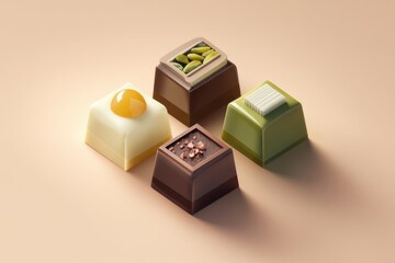 Obraz premium Praline Chocolates Various Fillings 3D