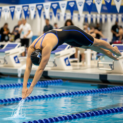 Dedicated Male Swimmer Practicing Laps in a Pool
