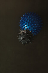 Macro Close-Up of Spiky Massage Balls on Dark Background with Selective Focus