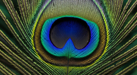 Naklejka premium Colorful peacock feather showcasing vibrant patterns and textures in nature