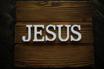 Jesus Wooden Sign - Religious Faith, Christian Decor, Spiritual Lettering on Rustic Wood