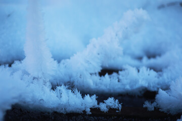Close-Up of Detailed Frost Crystals Forming on a Cold Surface