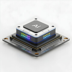 Advanced AI chip technology powering future innovation with glowing data indicators on a circuit board