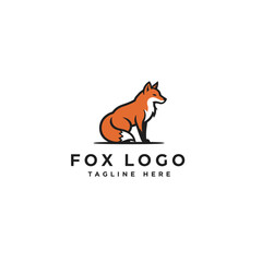 Stylized illustration of a sitting fox with a clean outline and warm orange fur representing a modern logo design isolated on white background