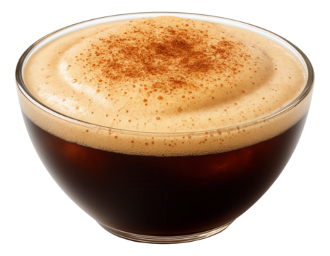 Compact glass jar of sparkling chai tea concentrate, with spices visibly suspended in the liquid.