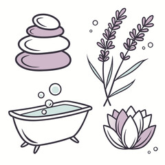 Spa and wellness elements isolated on white background