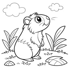 guinea-pig-coloring-page of vector illustration	
