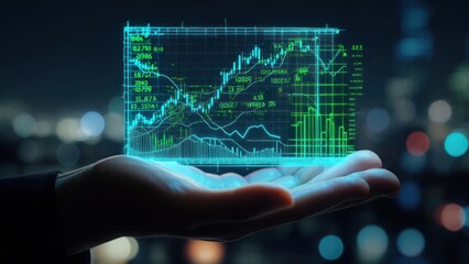 Hand holding digital graph