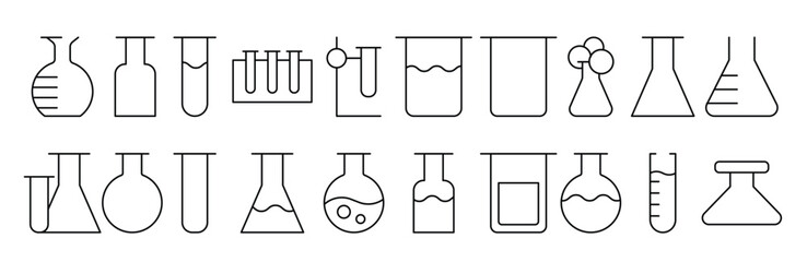 Laboratory Bulbs Bundle of Thin Icons. Editable Stroke. Suitable for Web Sites, Books, Cards, Apps