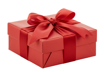 Obraz premium Red Gift Box with Satin Ribbon: Festive Present for Celebration