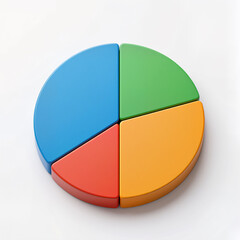 Colorful wooden pie chart toy on a white background