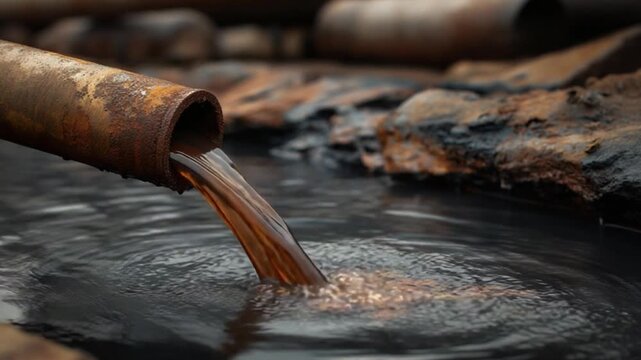 Pollution from industrial discharge: A stark visual emphasizing the detrimental impact of industrial discharge on pristine water resources.