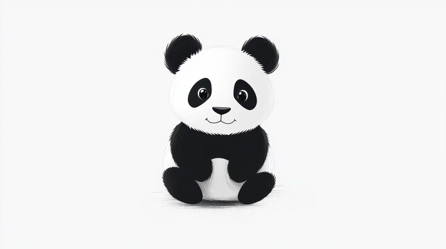 Cute cartoon panda bear sitting on white background. (1)