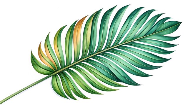 Watercolor tropical leaf illustration for background and design elements green palm leaf art print decor