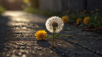 dandelion on the ground