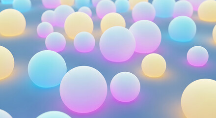 PastelColored Illuminated Spheres Abstract Background.