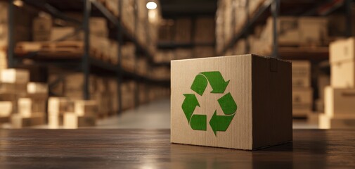 The eco-friendly box ready for storage in a modern warehouse setting.