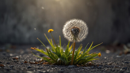 dandelion on the ground