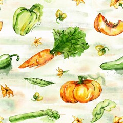 watercolor bright autumn vegetable illustration 