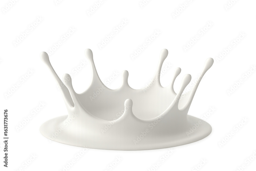 Poster white milk crown splashing, creating a dynamic and appetizing visual on a transparent background, pe