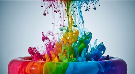 Colorful liquid inks swirling in a vibrant display.