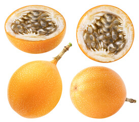 Collection of granadilla or grenadia isolated on white background