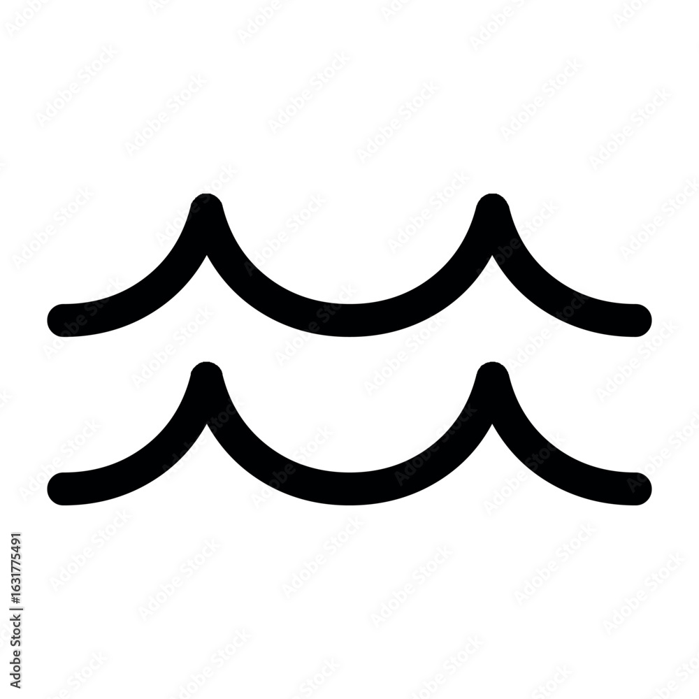 Poster two wavy lines resembling water waves in a simple black outline against a white background design el