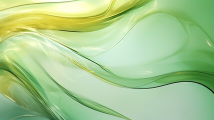 Obraz premium Realistic fluid background with leaf green liquid swirls, dusty grey tone infusions, and radiant gold ink outlines blending across a soft acrylic canvas, full frame