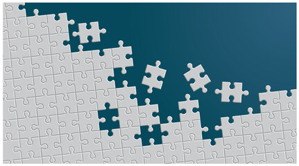 unfinished white jigsaw puzzle pieces on blue background  © Zlatko Guzmic