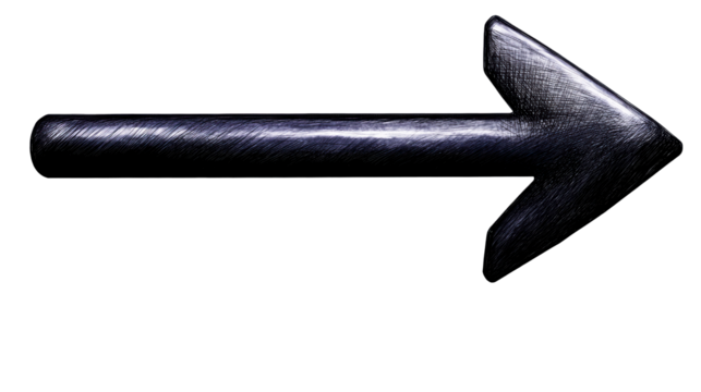 Smooth black right arrow on transparent background