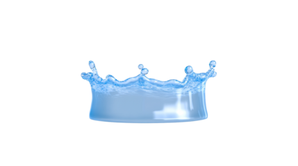Water splash with droplets in clear shape on transparent background