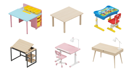Variety of childrens desks and chairs