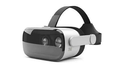 Sleek Black and White Virtual Reality Headset Device.