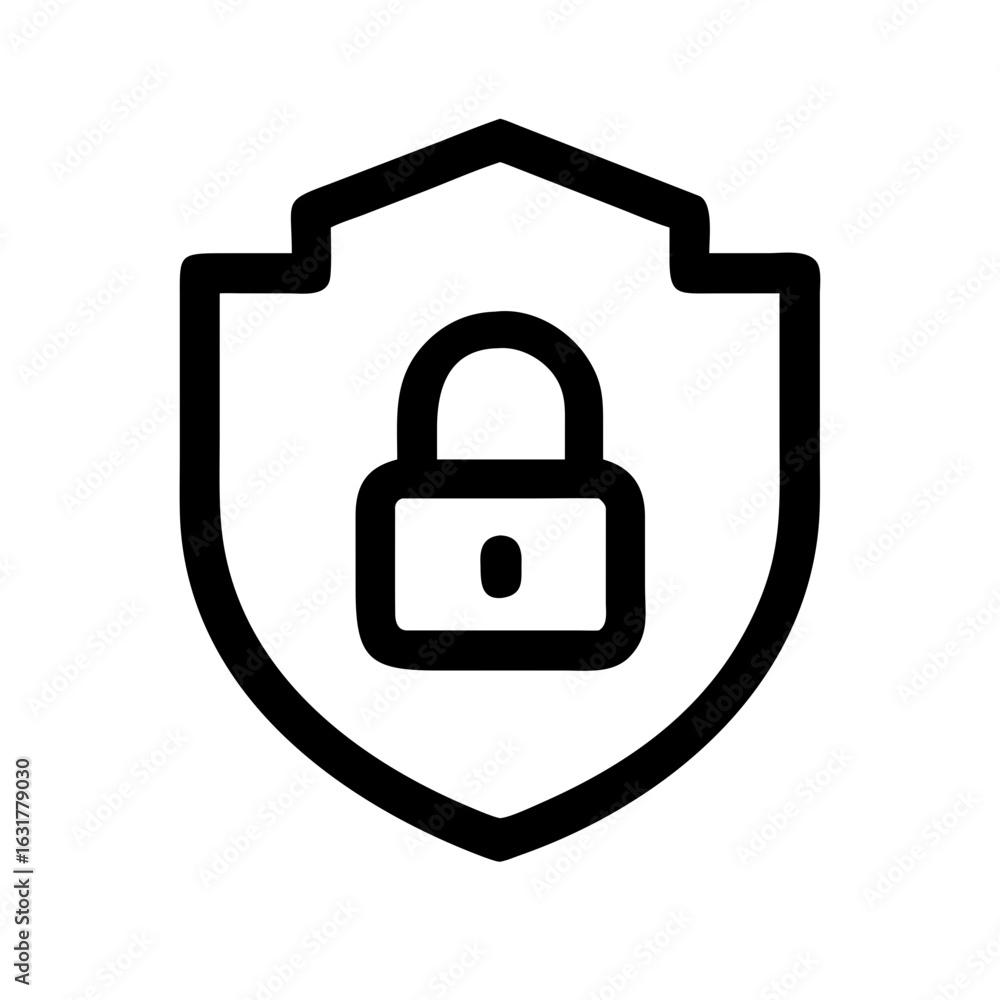 Poster security shield padlock icon for data protection cyber security and privacy internet safety and acce