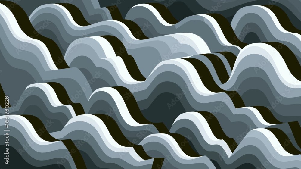 Poster textured grayscale wave pattern – ideal for abstract design projects, motion graphics, or monochrome
