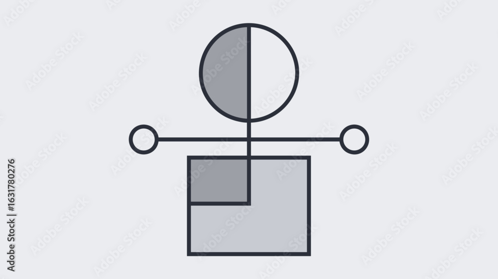 Poster balanced circle and square with line through center on white