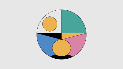 Abstract circle and square inside larger circle on white