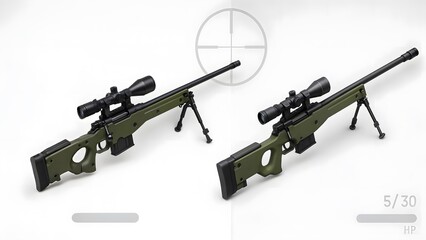 Side-by-Side Comparison of Real and Video Game AWM Sniper Rifles with HUD