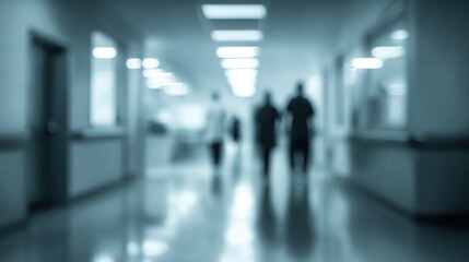 Fototapeta premium Blurred hospital hallway with people