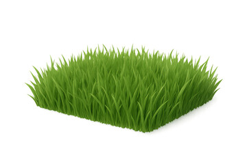 Verdant grass patch neatly trimmed, perfectly square-shaped, isolated on transparent background for seamless digital compositing